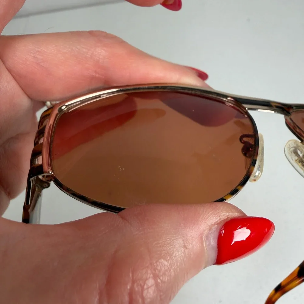 VTG Y2K Fendi Sunglasses FS 118 Tortoise Gold Shield Wrap Made in Italy Vintage